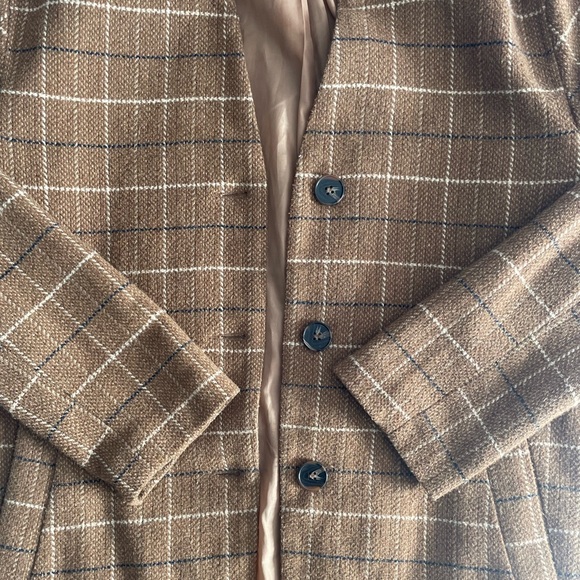 Lush Camel Plaid Cocoon Coat (Size S) - Picture 4 of 6